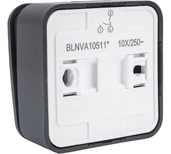 2-клавишный выключатель Systeme Electric Blanca наружный, Антрацит с подсветкой 10А SE BLNVA105116