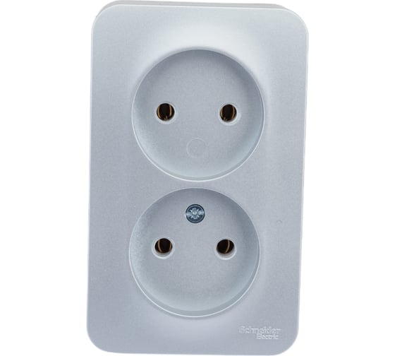 2-ая наружная розетка Systeme Electric Blanca алюминий, без заземления, без шторок, 16А, 250В SE BLNRA000213