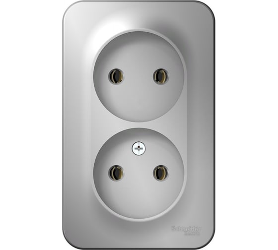 2-ая наружная розетка Systeme Electric Blanca алюминий, без заземления, без шторок, 16А, 250В SE BLNRA000213