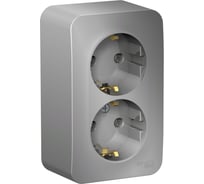 2-ая наружная розетка Systeme Electric Blanca Алюминий, с заземлением, без шторок, 16А, 250В SE BLNRA010213