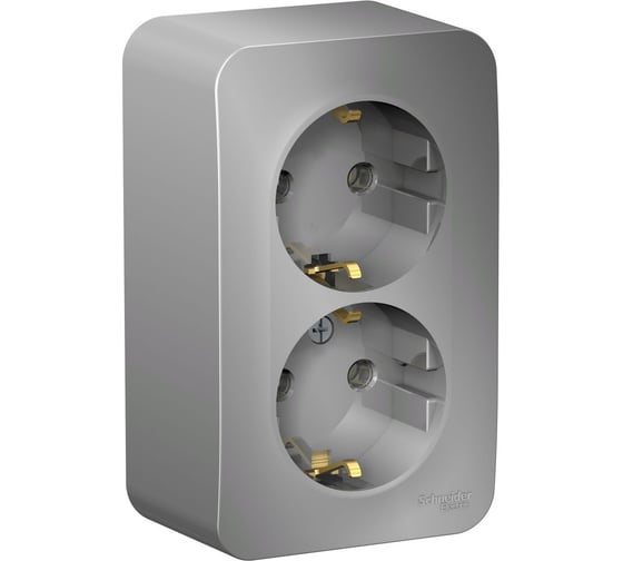 2-ая наружная розетка Systeme Electric Blanca Алюминий, с заземлением, без шторок, 16А, 250В SE BLNRA010213