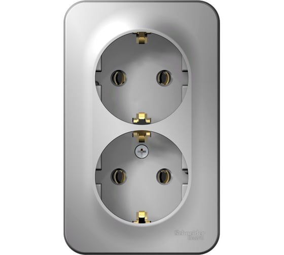 2-ая наружная розетка Systeme Electric Blanca Алюминий, с заземлением, без шторок, 16А, 250В SE BLNRA010213