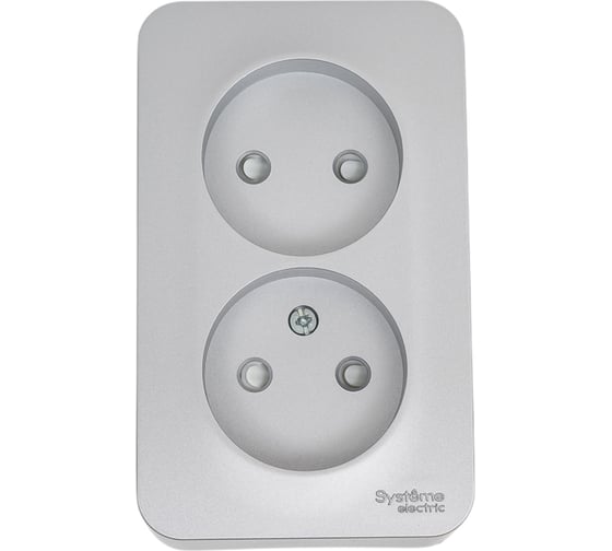 2-ая наружная розетка Systeme Electric Blanca Алюминий без заземления, со шторками, 16А, 250В SE BLNRA001213