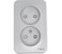 2-ая наружная розетка Systeme Electric Blanca Алюминий без заземления, со шторками, 16А, 250В SE BLNRA001213 1