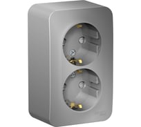 2-ая наружная розетка Systeme Electric Blanca Алюминий, с заземлением, со шторками, 16А, 250В SE BLNRA011213