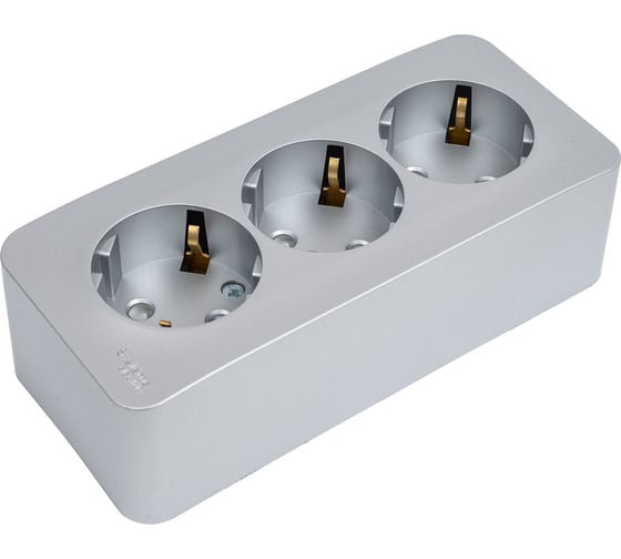 3-ая наружная розетка Systeme Electric Blanca Алюминий, с заземлением, со шторками, 16А, 250В SE BLNRA011313