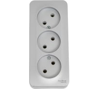 3-ая наружная розетка Systeme Electric Blanca Алюминий, без заземления, без шторок, 16А, 250В SE BLNRA000313
