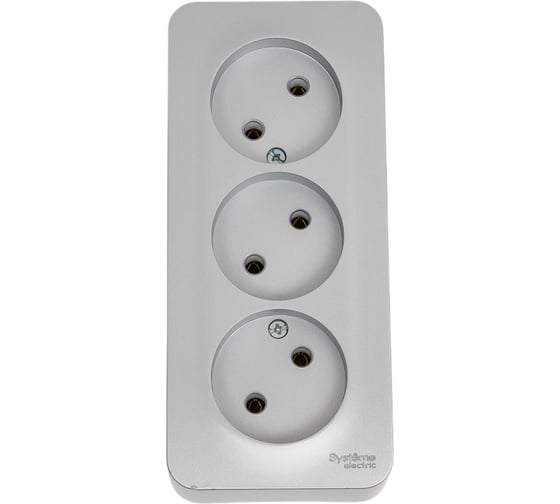 3-ая наружная розетка Systeme Electric Blanca Алюминий, без заземления, без шторок, 16А, 250В SE BLNRA000313