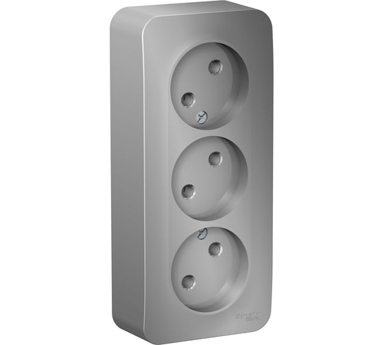 3-ая наружная розетка Systeme Electric Blanca Алюминий, без заземления, без шторок, 16А, 250В SE BLNRA000313