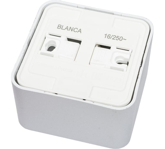 Наружная розетка Systeme Electric Blanca Алюминий, с заземлением, без шторок, 16А, 250В SE BLNRA010113