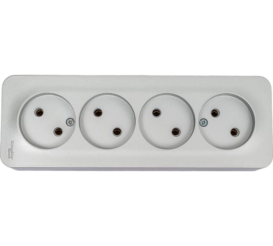4-ая наружная розетка Systeme Electric Blanca Алюминий, без заземления, без шторок, 16А, 250В SE BLNRA000413