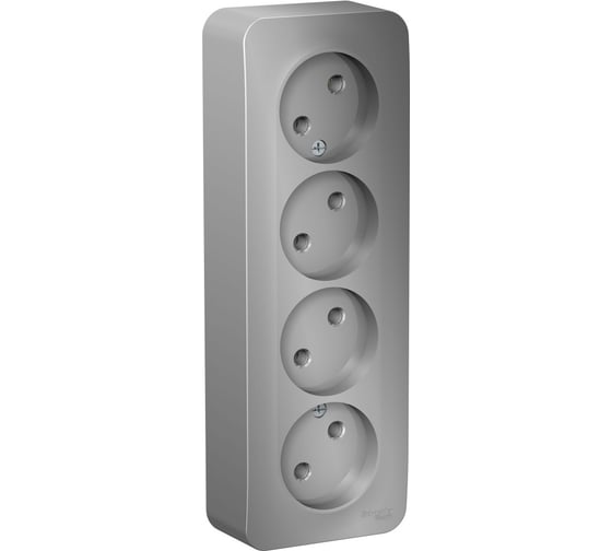 4-ая наружная розетка Systeme Electric Blanca Алюминий, без заземления, без шторок, 16А, 250В SE BLNRA000413