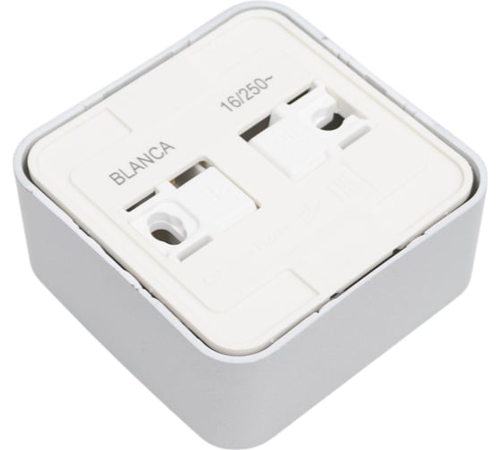 Наружная розетка Systeme Electric Blanca Алюминий, с заземлением, без шторок, тонкая, 16А SE BLNRA110113