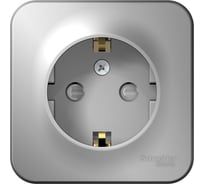 Наружная розетка Systeme Electric Blanca Алюминий, с заземлением, со шторками 16А, 250В SE BLNRA011113