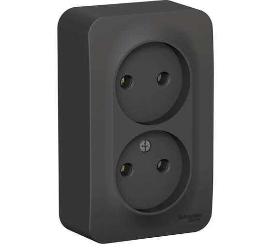 2-ая наружная розетка Systeme Electric Blanca Антрацит, без заземления, без шторок, 16А, 250В SE BLNRA000216