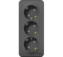 3-ая наружная розетка Systeme Electric Blanca Антрацит, с заземлением, со шторками 16А, 250В SE BLNRA011316