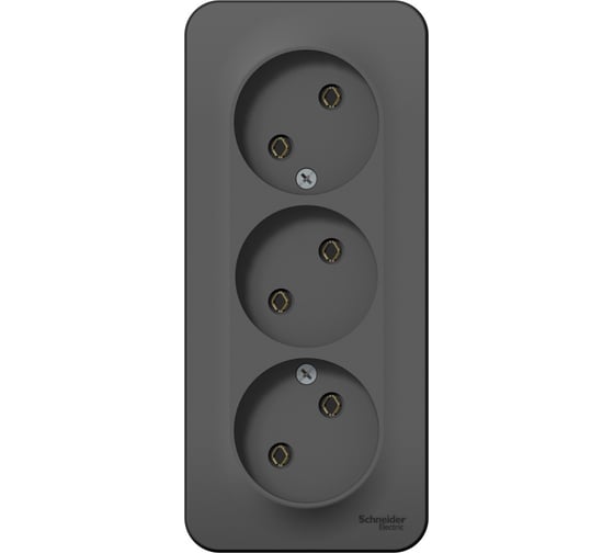 3-ая наружная розетка Systeme Electric Blanca Антрацит, без заземления, без шторок, 16А, 250В SE BLNRA000316