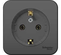 Наружная розетка Systeme Electric Blanca Антрацит, с заземлением, без шторок, тонкая, 16А, 250В SE BLNRA110116