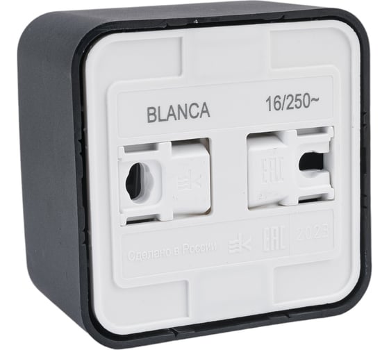 Наружная розетка Systeme Electric Blanca Антрацит, с заземлением, со шторками, 16А, 250В SE BLNRA011116