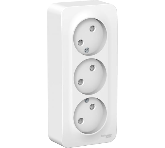 3-ая наружная розетка Systeme Electric Blanca Белый, без заземления, со шторками, 16А, 250В SE BLNRA001311