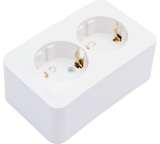 2-ая наружная розетка Systeme Electric Blanca Белый, с заземлением, со шторками, 16А SE BLNRA011221