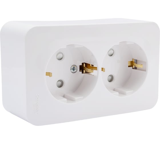 2-ая наружная розетка Systeme Electric Blanca Белый, с заземлением, со шторками, 16А SE BLNRA011221
