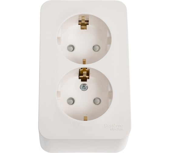 2-ая наружная розетка Systeme Electric Blanca Молочная, с заземлением, со шторками, 16А, 250В SE BLNRA011212