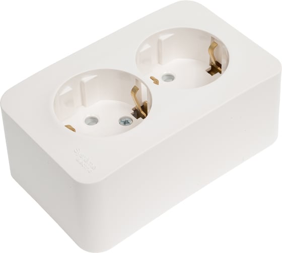 2-ая наружная розетка Systeme Electric Blanca Молочная, с заземлением, со шторками, 16А, 250В SE BLNRA011212