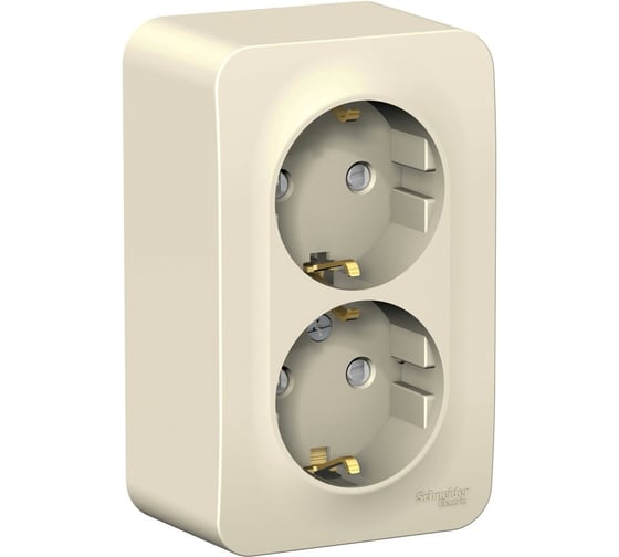 2-ая наружная розетка Systeme Electric Blanca Молочная, с заземлением, со шторками, 16А, 250В SE BLNRA011212