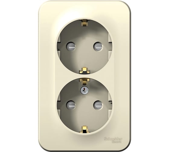 2-ая наружная розетка Systeme Electric Blanca Молочная, с заземлением, со шторками, 16А, 250В SE BLNRA011212