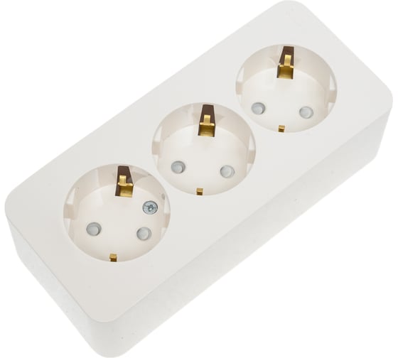 3-ая наружная розетка Systeme Electric Blanca Молочная, с заземлением, со шторками, 16А, 250В SE BLNRA011312 1