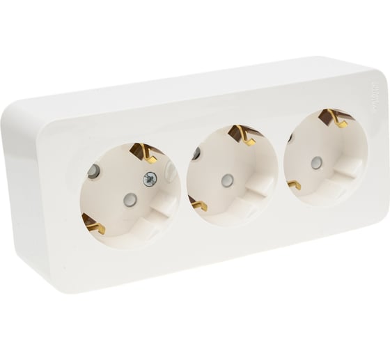 3-ая наружная розетка Systeme Electric Blanca Молочная, с заземлением, со шторками, 16А, 250В SE BLNRA011312