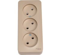 3-ая наружная розетка Systeme Electric Blanca Титан, без заземления, без шторок, 16А, 250В SE BLNRA000314