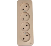 4-ая наружная розетка Systeme Electric Blanca Титан, без заземления, без шторок, 16А, 250В SE BLNRA000414