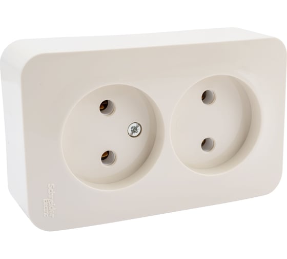 2-ая наружная розетка Systeme Electric Blanca Бежевый, без заземления, без шторок, изолированная пластина SE BLNRA000217