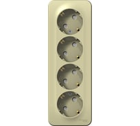 4-ая наружная розетка Systeme Electric Blanca Бежевый, с заземлением, со шторками, изолированная пластина SE BLNRA011417