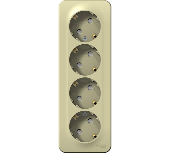 4-ая наружная розетка Systeme Electric Blanca Бежевый, с заземлением, со шторками, изолированная пластина SE BLNRA011417 1