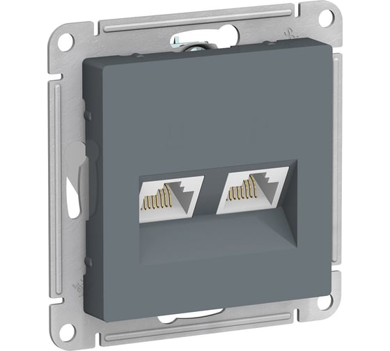 Двойная компьютерная розетка Systeme Electric AtlasDesign Грифель RJ45+RJ45, кат.5E SE ATN000785
