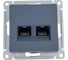Розетка компьютерная двойная Systeme Electric AtlasDesign, RJ45 + RJ45, 5e, механизм, Грифель ATN000785 1