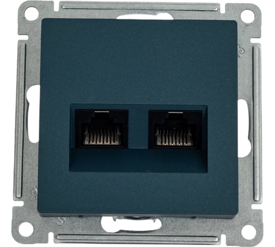Двойная компьютерная розетка Systeme Electric AtlasDesign Изумруд RJ45+RJ45, кат.5E SE ATN000885 1