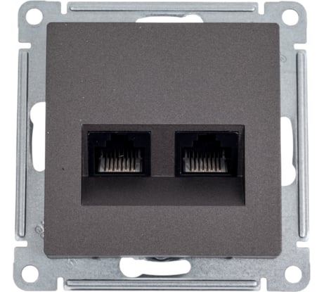 Розетка компьютерная двойная Systeme Electric AtlasDesign, RJ45 + RJ45, 5e, механизм, Мокко ATN000685