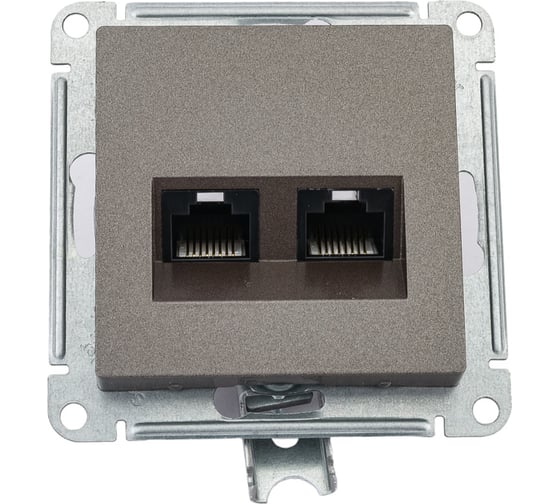 Двойная компьютерная розетка Systeme Electric AtlasDesign Мокко RJ45+RJ45, кат.5E SE ATN000685