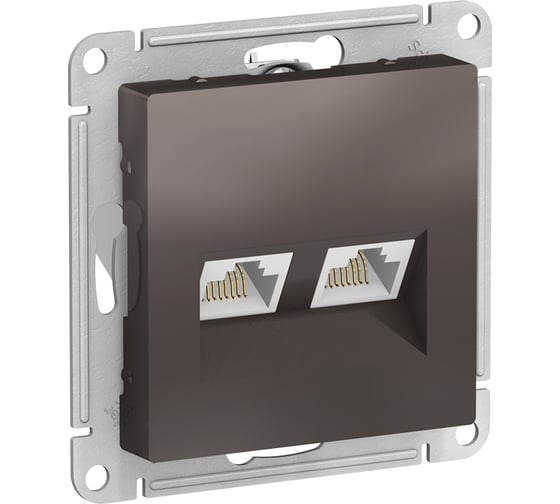 Двойная компьютерная розетка Systeme Electric AtlasDesign Мокко RJ45+RJ45, кат.5E SE ATN000685 1