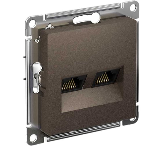 Двойная компьютерная розетка Systeme Electric AtlasDesign Мокко RJ45+RJ45, кат.5E SE ATN000685 1