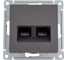 Розетка компьютерная двойная Systeme Electric AtlasDesign, RJ45 + RJ45, 5e, механизм, Мокко ATN000685 1