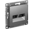 Розетка компьютерная двойная Systeme Electric AtlasDesign, RJ45 + RJ45, 5e, механизм, Сталь ATN000985 1