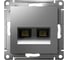 Розетка компьютерная двойная Systeme Electric AtlasDesign, RJ45 + RJ45, 5e, механизм, Сталь ATN000985 2