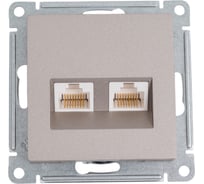 Двойная компьютерная розетка Systeme Electric AtlasDesign Шампань RJ45+RJ45, кат.5E SE ATN000585