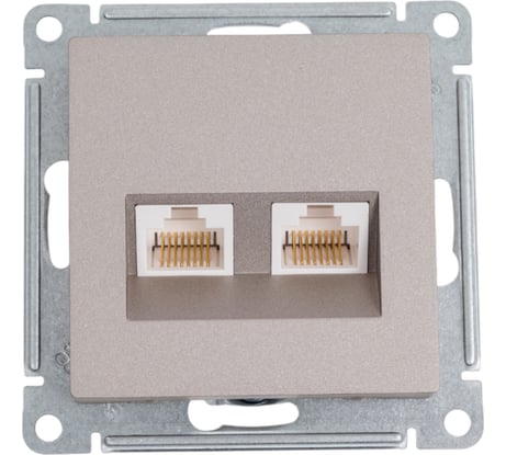 Двойная компьютерная розетка Systeme Electric AtlasDesign Шампань RJ45+RJ45, кат.5E SE ATN000585