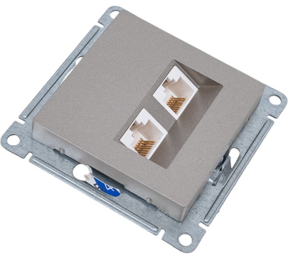 Двойная компьютерная розетка Systeme Electric AtlasDesign Шампань RJ45+RJ45, кат.5E SE ATN000585